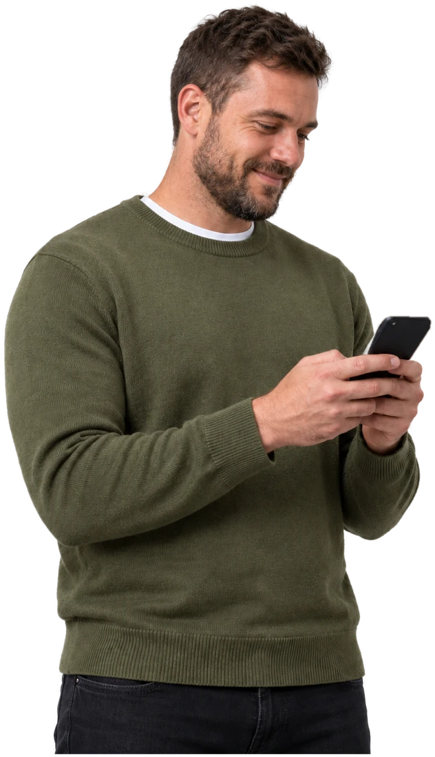 A member checking his Full-on account on his phone